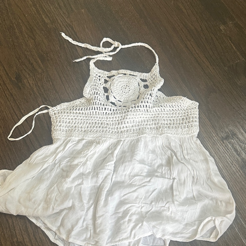 Chic White Crochet Halter Top